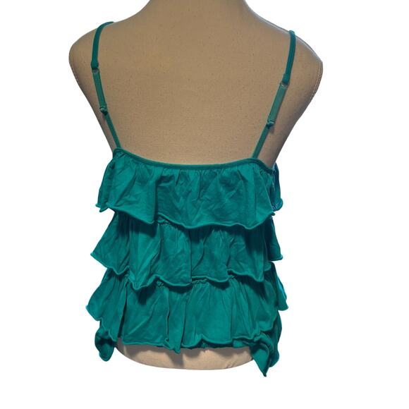 Express Women's M Cami Blue Ruffle‎ Layered Pullover Summer Casual Cotton Blend - Picture 3 of 5